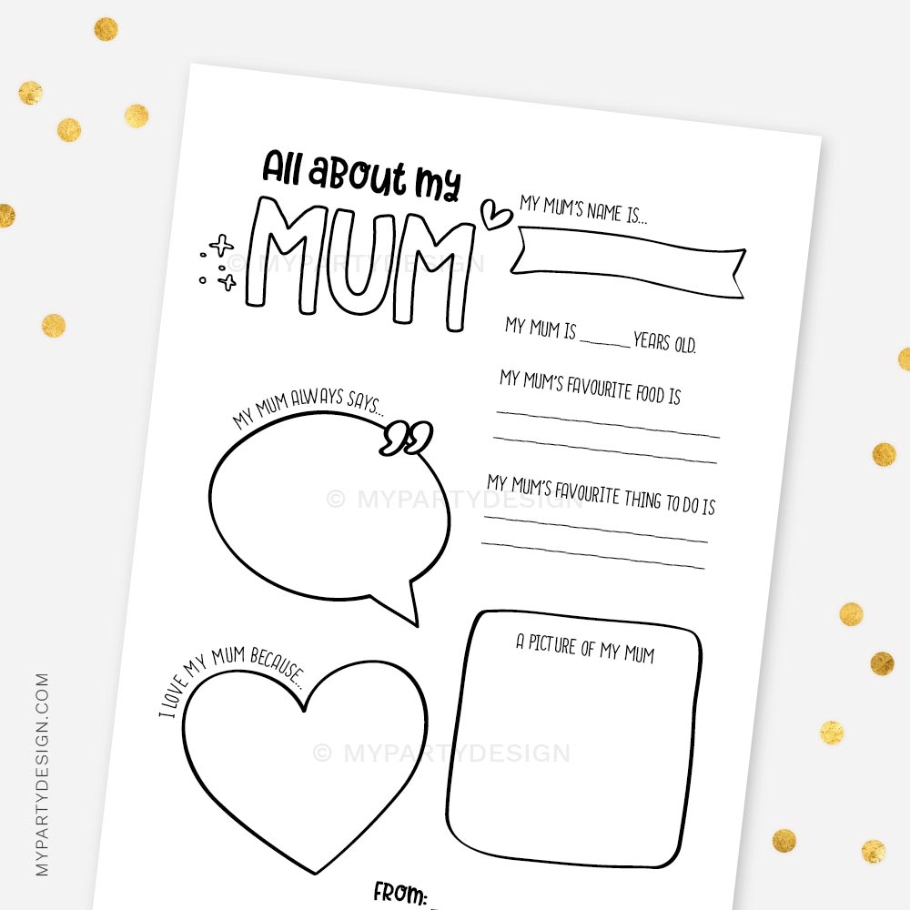 All About My Mum Printable PDF My Party Design All About My Mum Printable PDF My Party Design