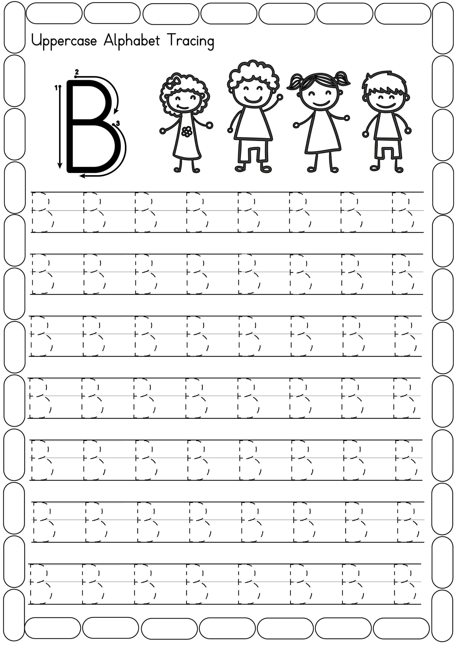 Alphabet Tracing Worksheets 26 Printable Uppercase Pages PDF Etsy