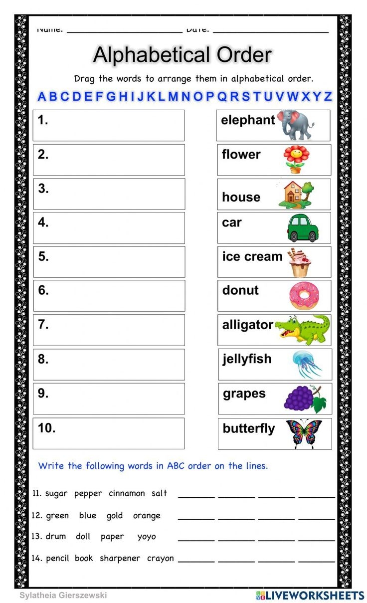 Alphabetical Order Online Pdf Worksheet For 3 Alphabetical Order Online Pdf Worksheet For 3