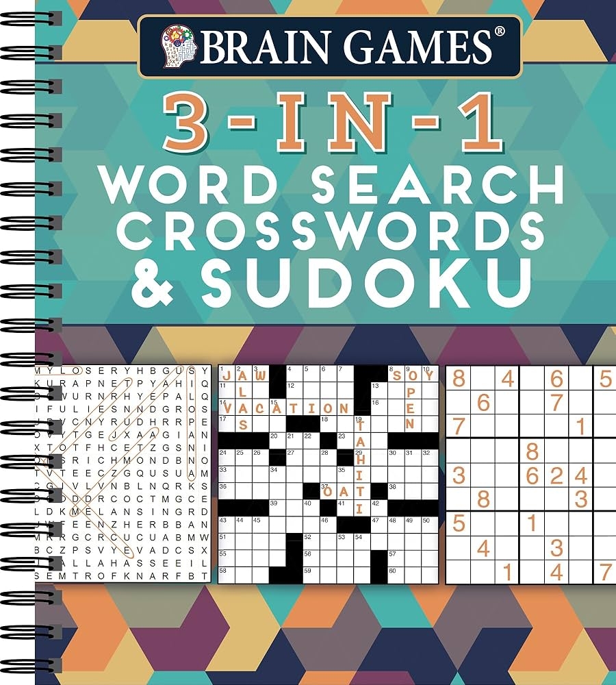 Amazon Brain Games 3 In 1 Puzzle Book Word Search Crosswords Sudoku 256 Pages Spiral Bound Large Variety Activity Book For Adults Seniors Teens 9781680225884 Publications International Ltd Brain Games Books Amazon Brain Games 3 In 1 Puzzle Book Word Search Crosswords Sudoku 256 Pages Spiral Bound Large Variety Activity Book For Adults Seniors Teens 9781680225884 Publications International Ltd Brain Games Books