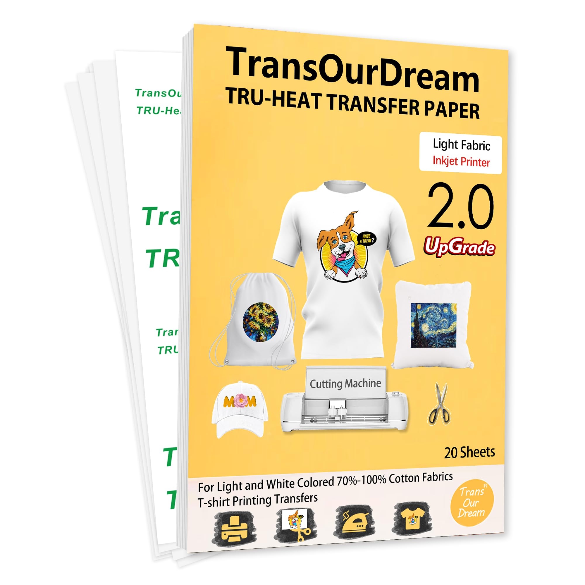 Amazon TransOurDream Upgraded Iron On Heat Transfer Paper For T Shirts 20 Sheets 8 5x11 Iron On Transfers For Light Fabric Printable Heat Transfer Vinyl For Inkjet Printer TOD 4 Arts Crafts Amazon TransOurDream Upgraded Iron On Heat Transfer Paper For T Shirts 20 Sheets 8 5x11 Iron On Transfers For Light Fabric Printable Heat Transfer Vinyl For Inkjet Printer TOD 4 Arts Crafts