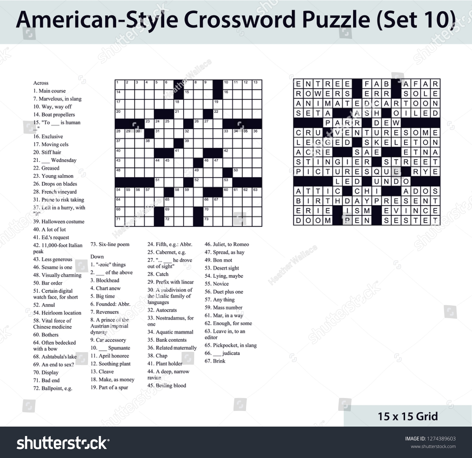 American style Crossword Puzzle 15 X 15 Stock Vector Royalty Free 1274389603 Shutterstock