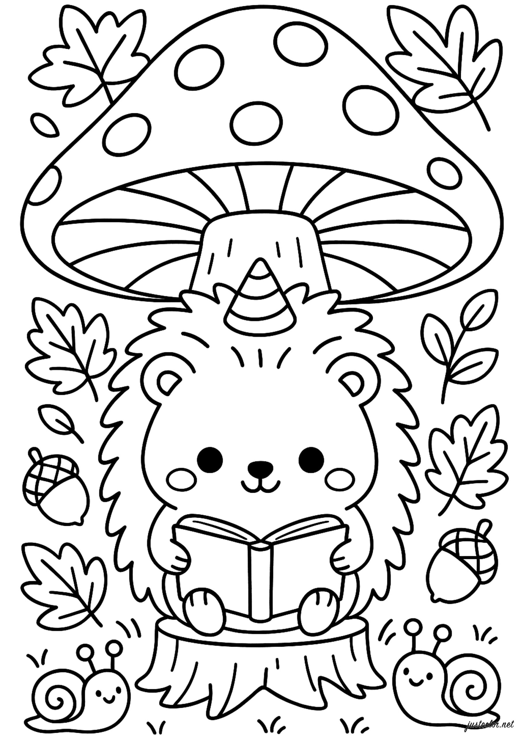 An Adorable Hedgehog Under A Mushroom Hedgehog Coloring Pages An Adorable Hedgehog Under A Mushroom Hedgehog Coloring Pages