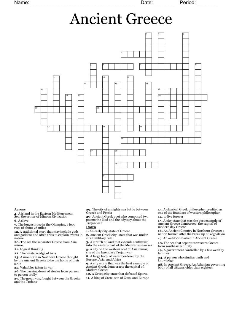 Ancient Greece Crossword WordMint Ancient Greece Crossword WordMint