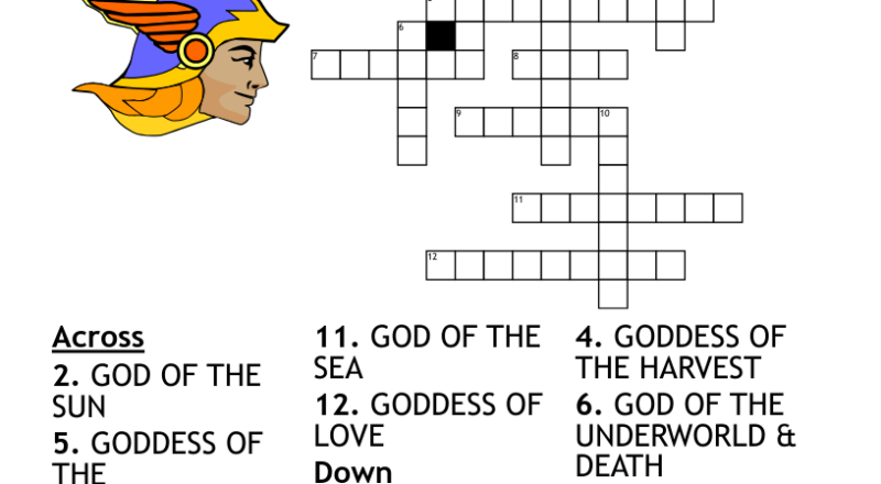 Ancient Greek Gods Goddesses Crossword WordMint