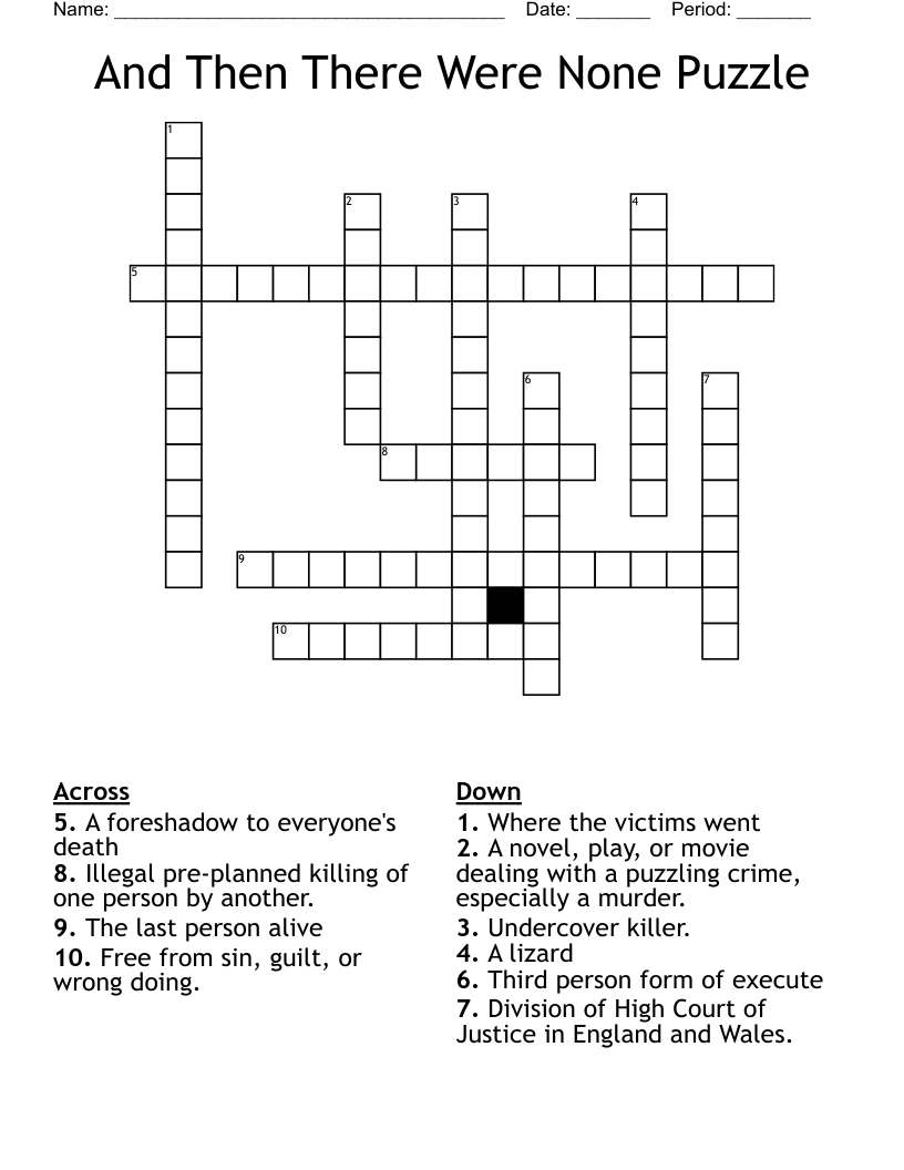 And Then There Were None Puzzle Crossword WordMint And Then There Were None Puzzle Crossword WordMint