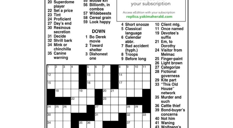 Andrews McMeel Crossword April 8 2022 Crosswords Yakimaherald