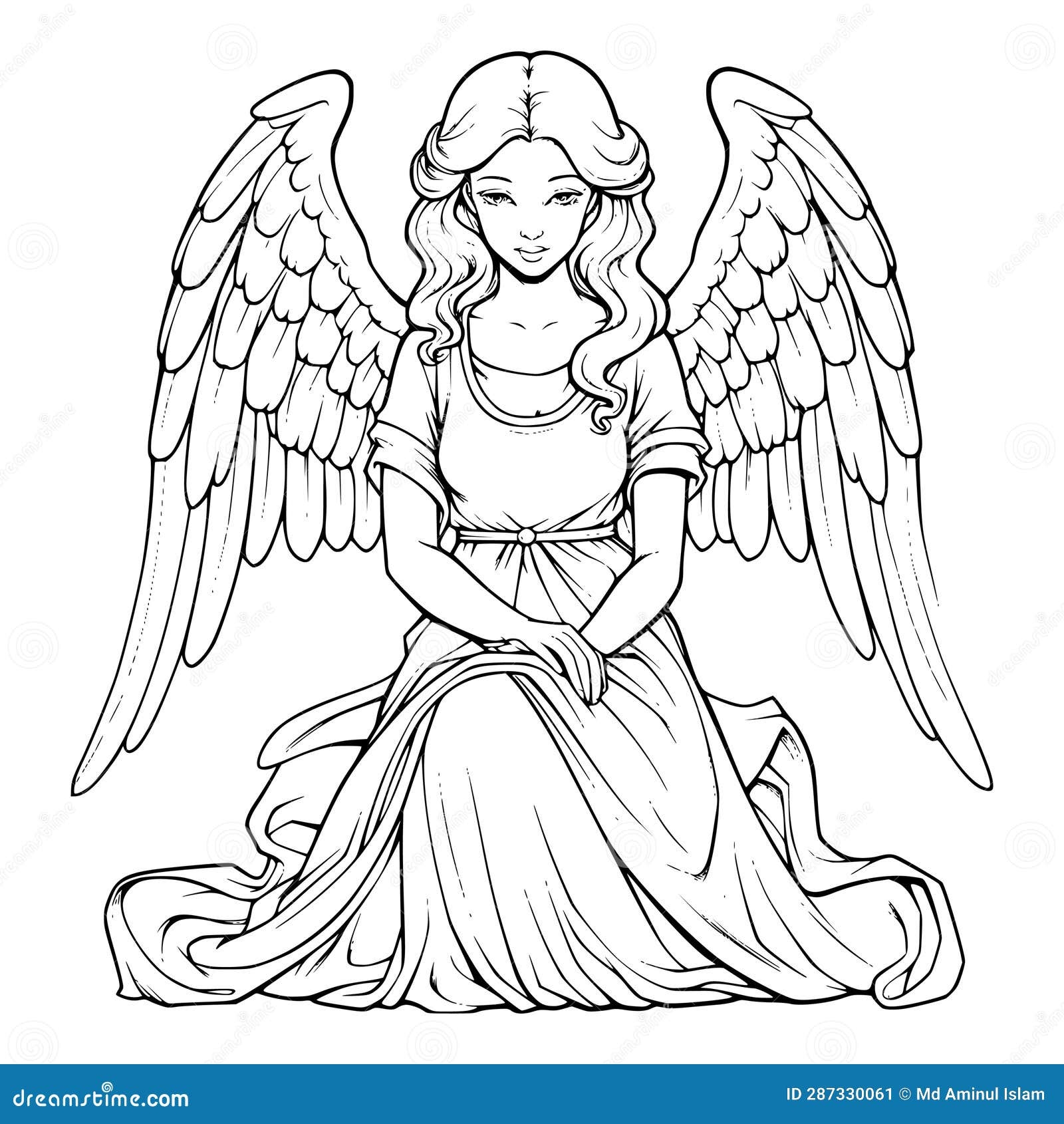Angel Coloring Pages For Kids Stock Vector Illustration Of Cute Colouring 287330061