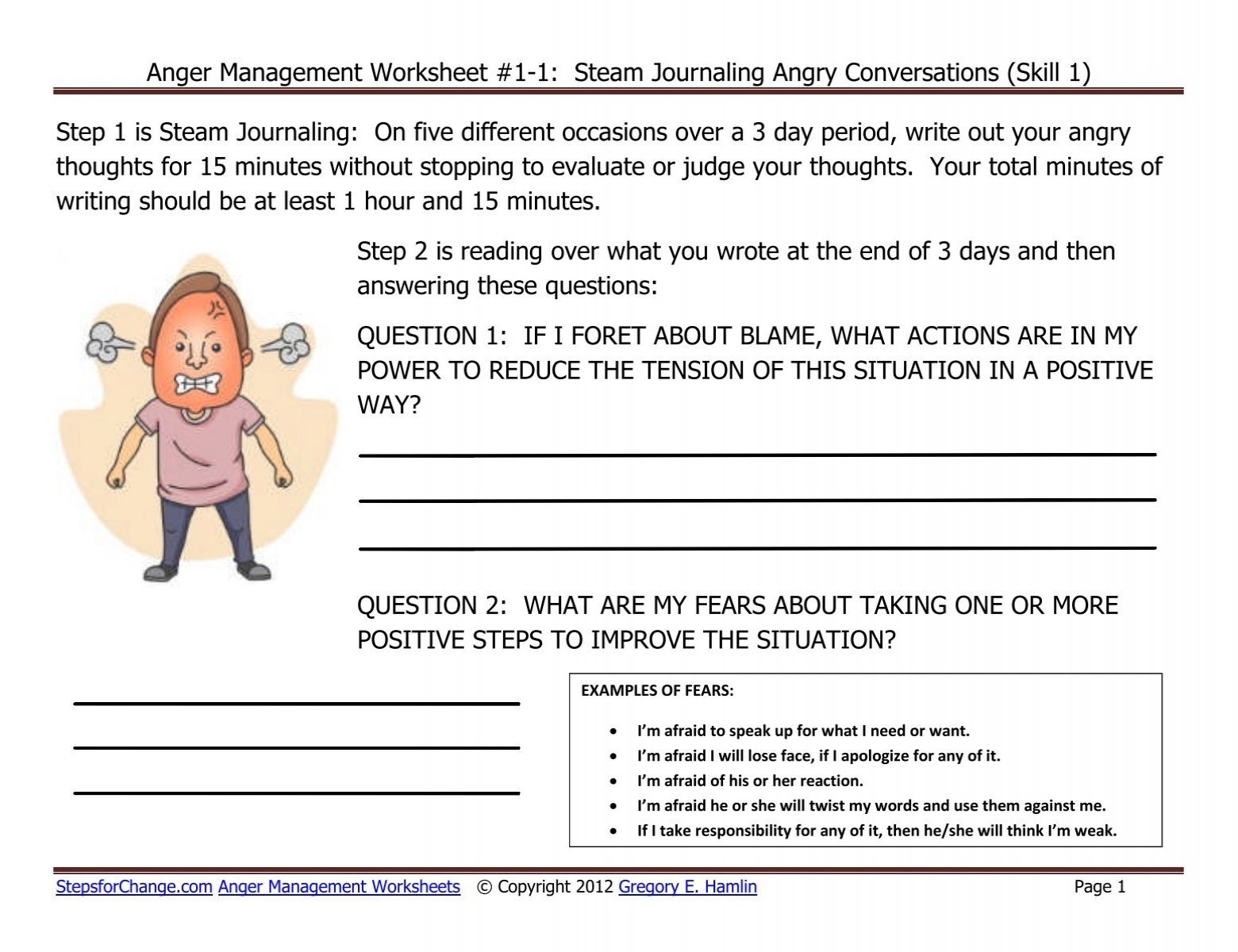 anger management worksheet
