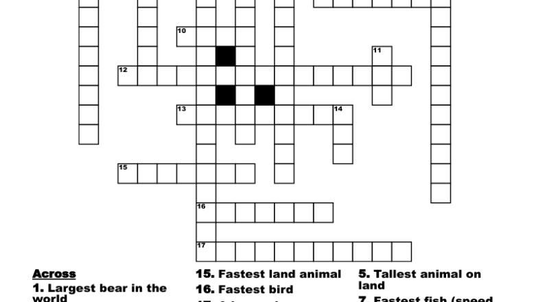 Animal Crossword Medium WordMint