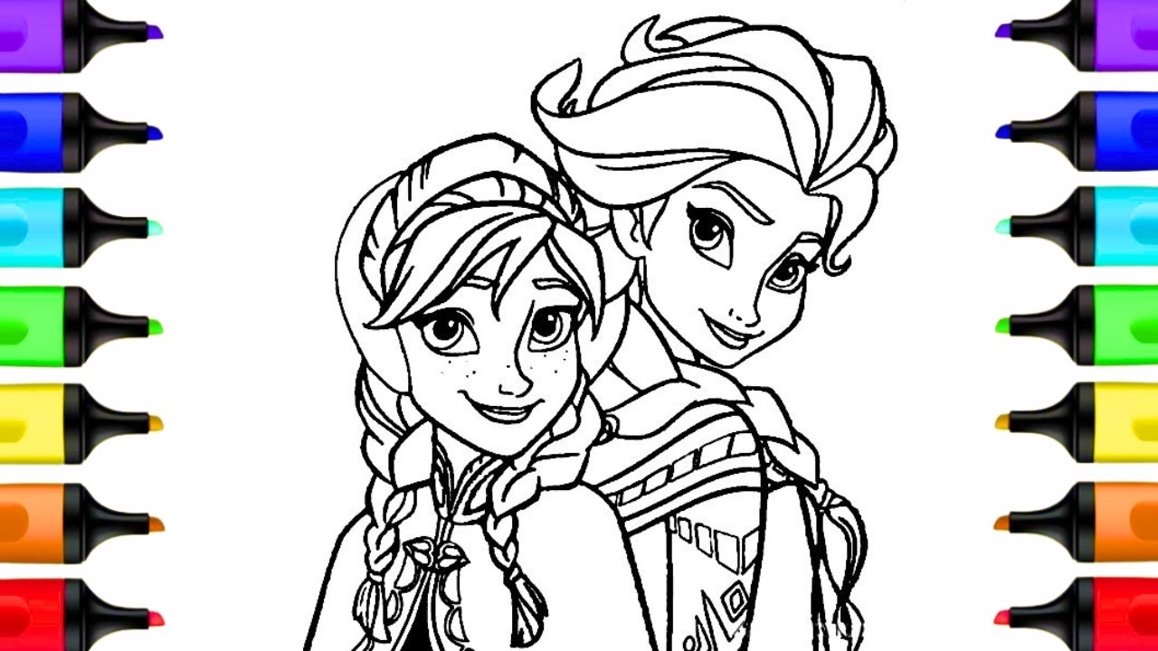 Anna And Elsa Frozen Coloring Pages Disney Frozen Coloring Book Art Activity YouTube
