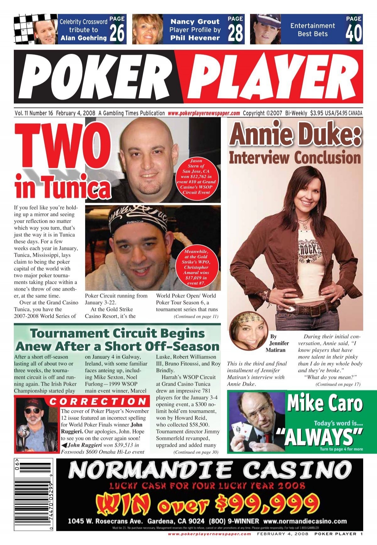 Annie Duke In Tunica Poker Player Newspaper