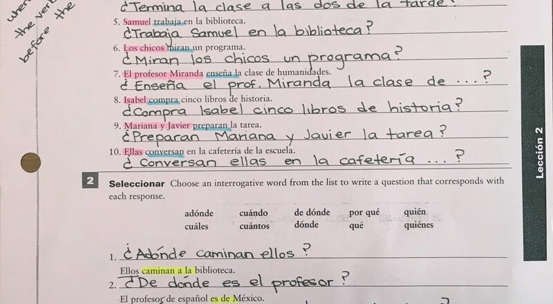 Answer Key Forming Questions In Spanish Skyline High School Spanish