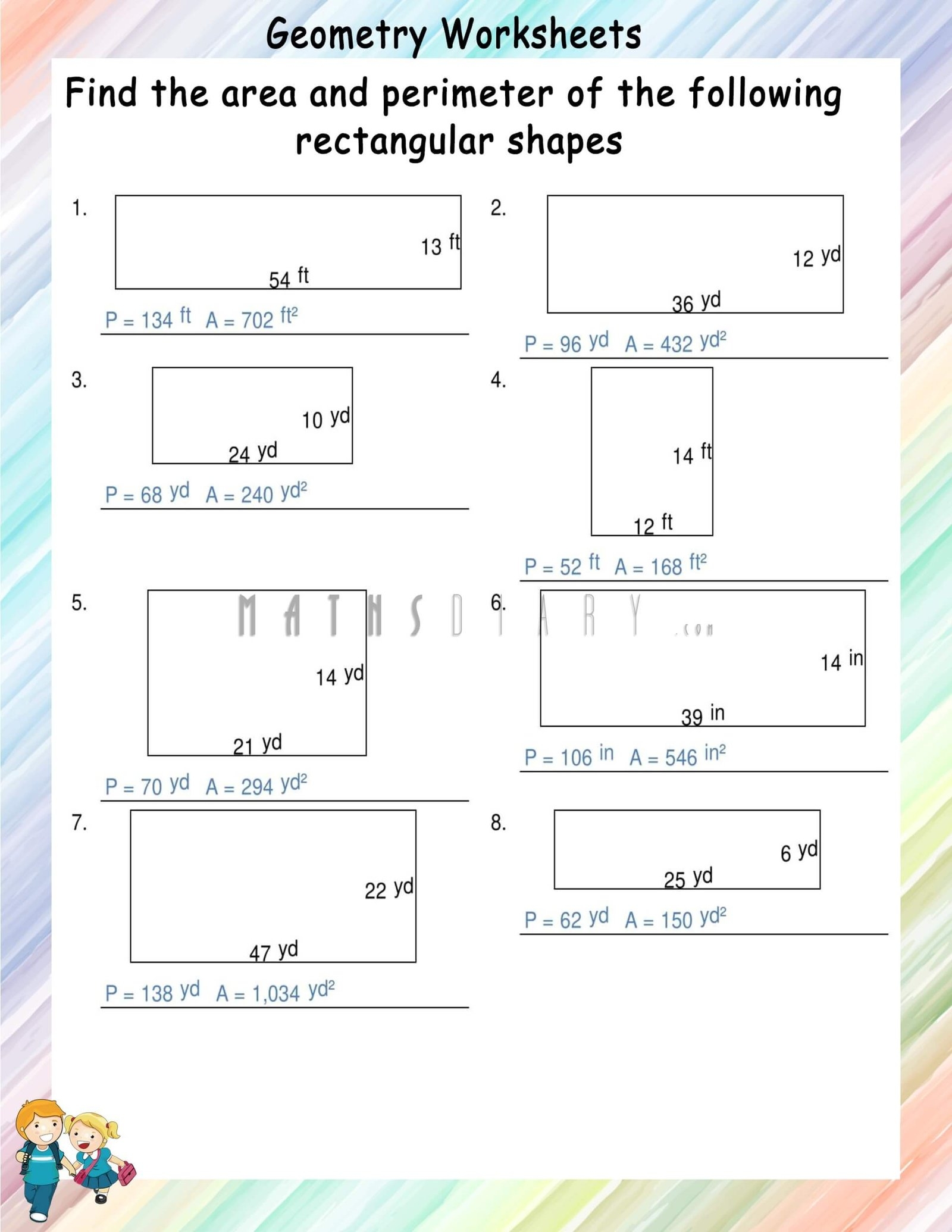 area of a rectangle worksheet area of a rectangle worksheet