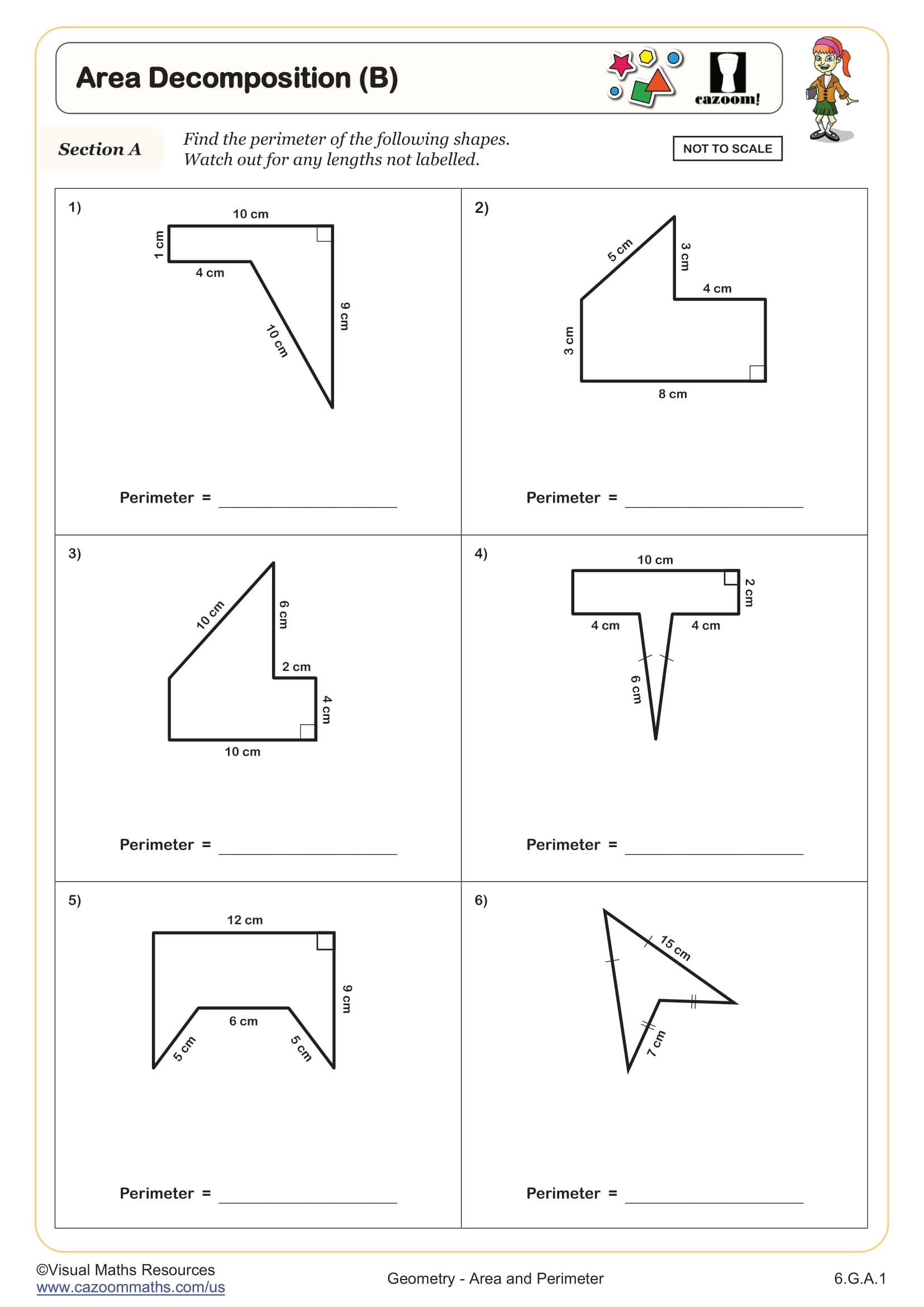 Area Decomposition B Worksheet Fun And Engaging 6th Grade PDF Worksheets Cazoom Math