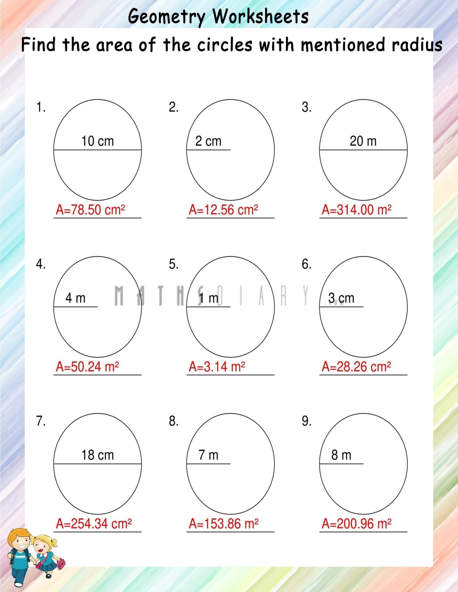 Area Of Circles Worksheets Math Worksheets MathsDiary Area Of Circles Worksheets Math Worksheets MathsDiary