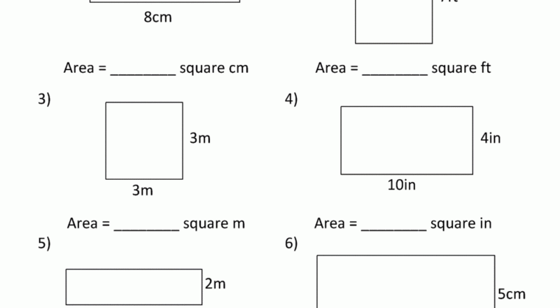 Area Of Rectangle Worksheets