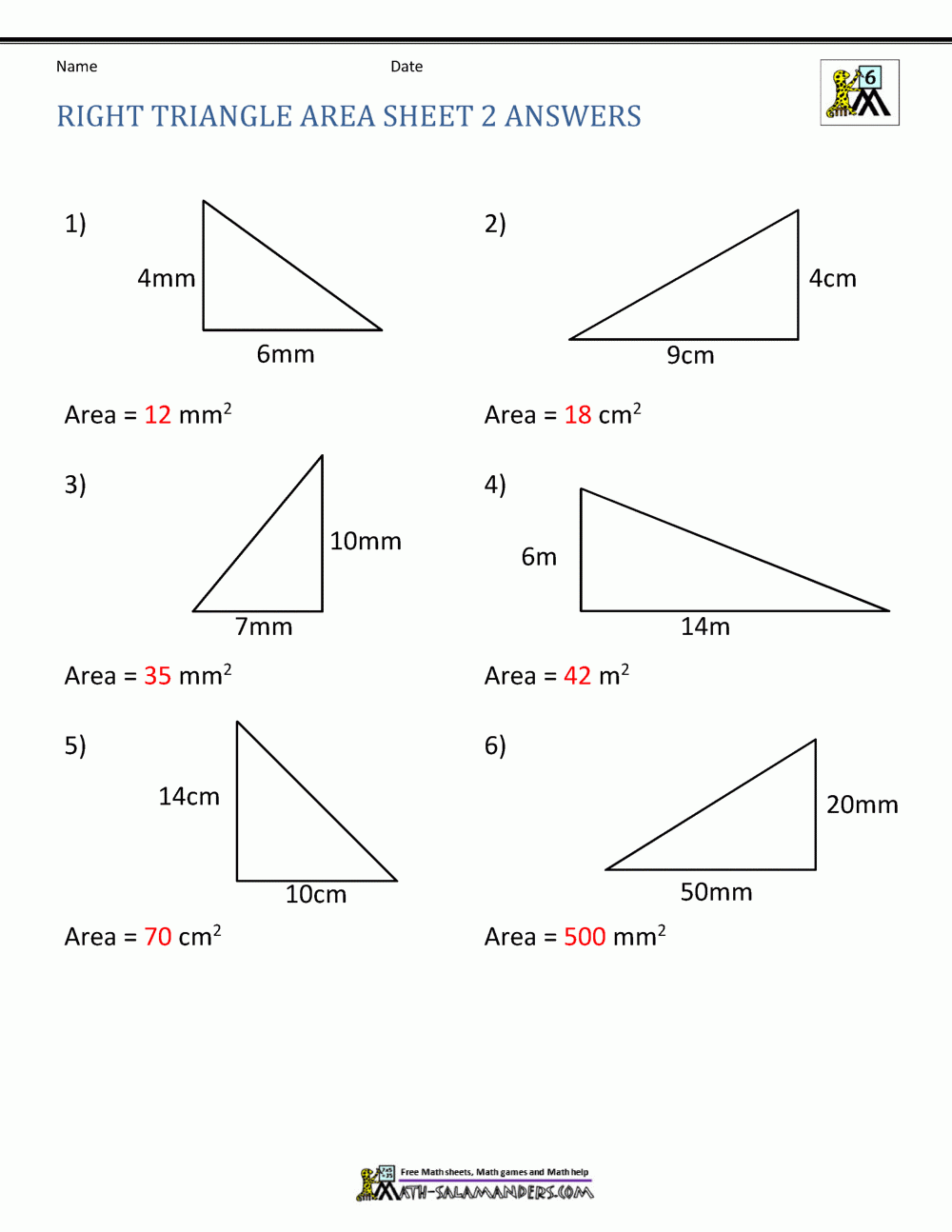 Area Of Right Triangle Worksheets Area Of Right Triangle Worksheets
