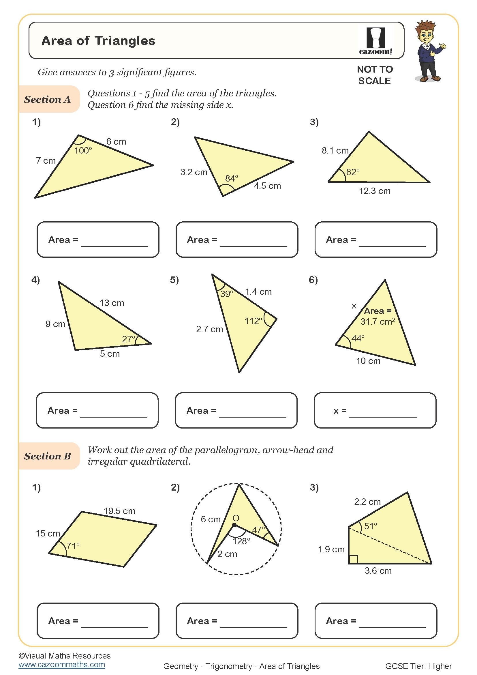 area of triangles worksheet area of triangles worksheet