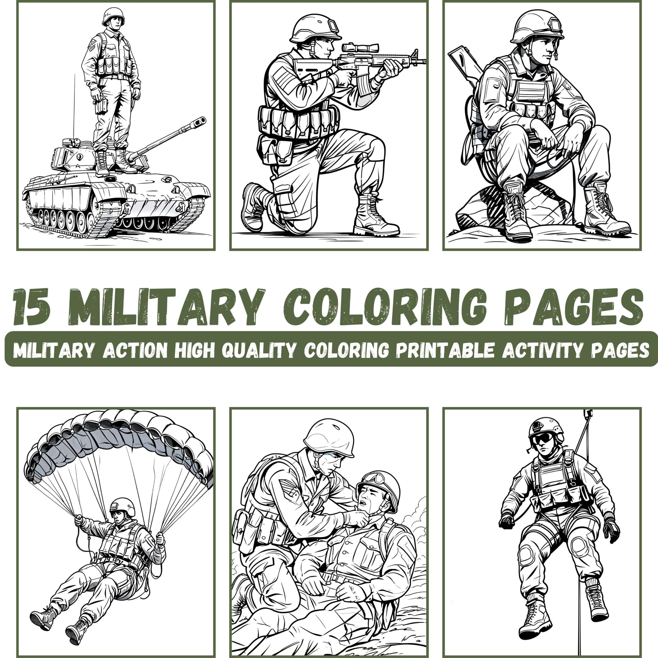 Army Coloring Pages Military Illustrations PDF Printable Etsy Israel
