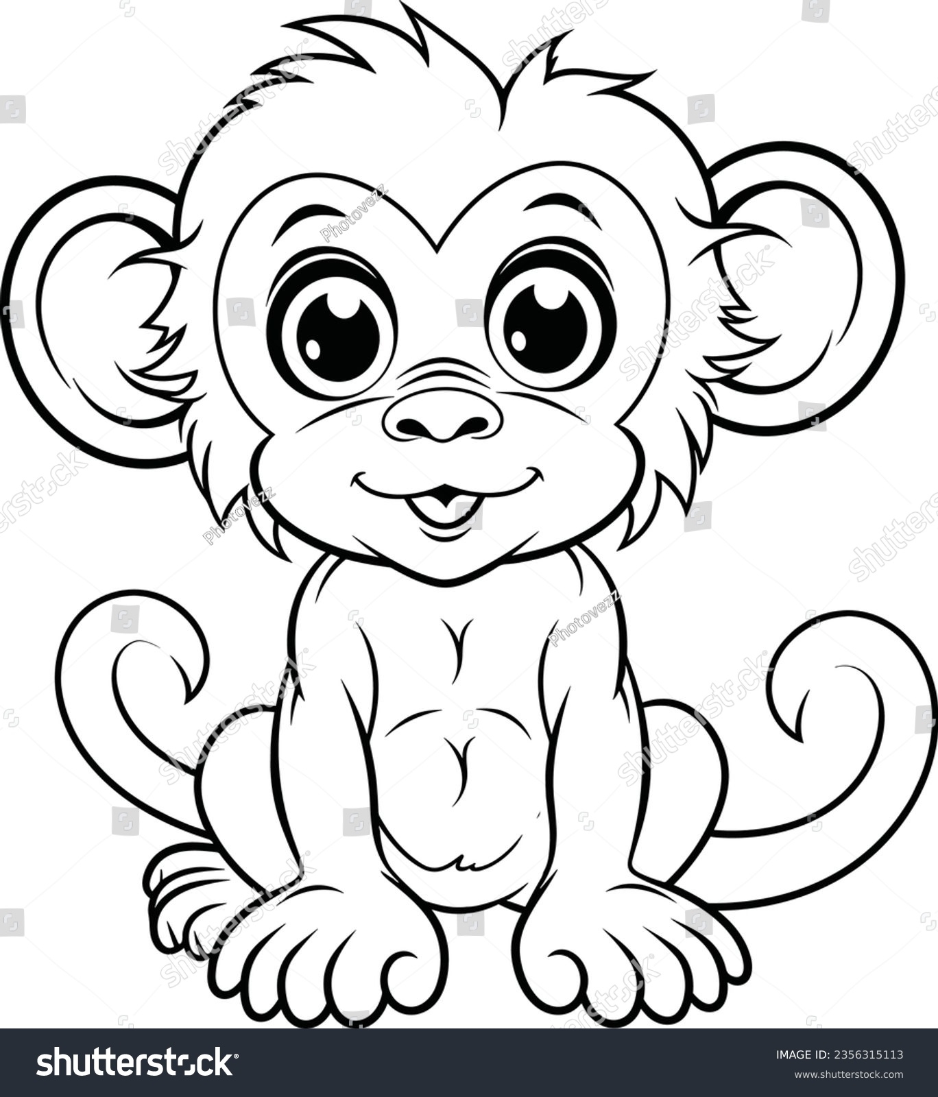 monkey coloring book page