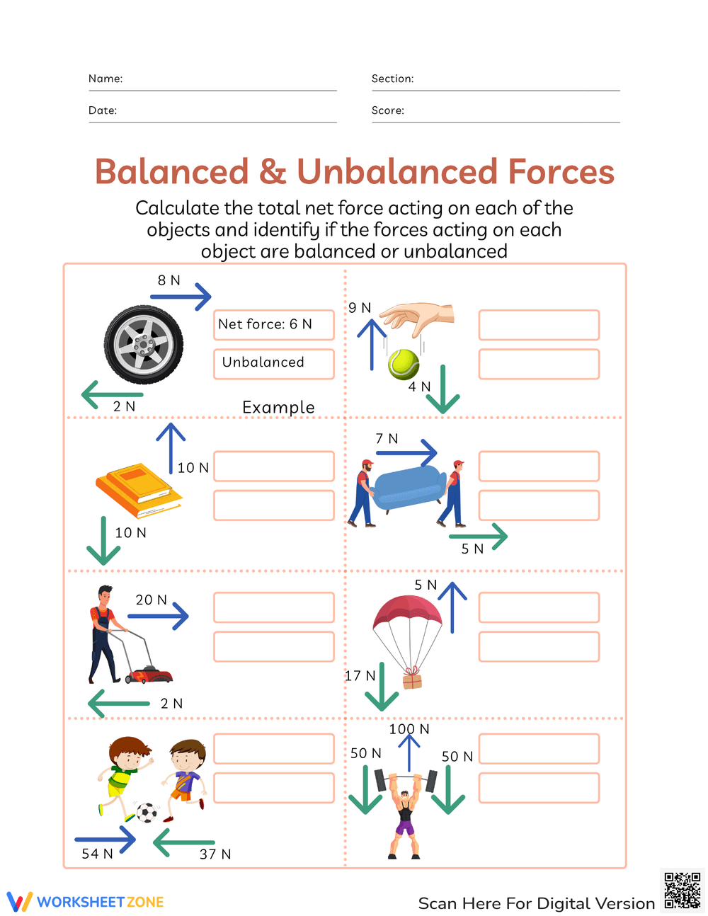 Balanced And Unbalanced Forces Worksheets Balanced And Unbalanced Forces Worksheets