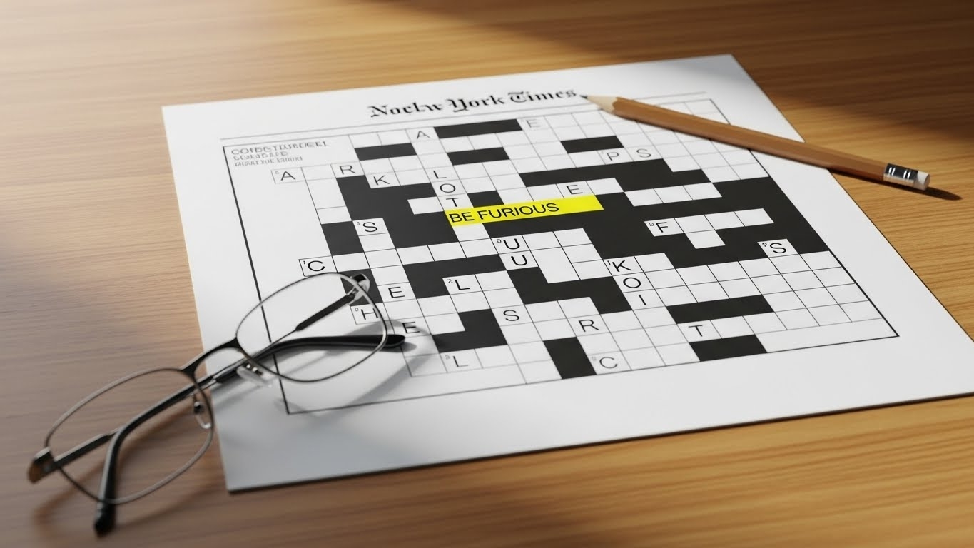 Be Furious NYT Crossword Clue Guide Answers