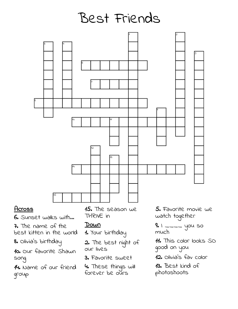 Best Friends Crossword WordMint Best Friends Crossword WordMint