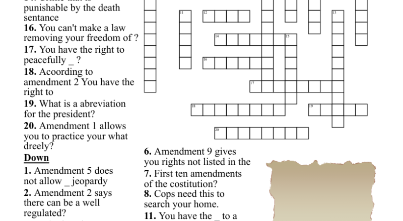 Bill Of Rights Crossword Puzzle WordMint
