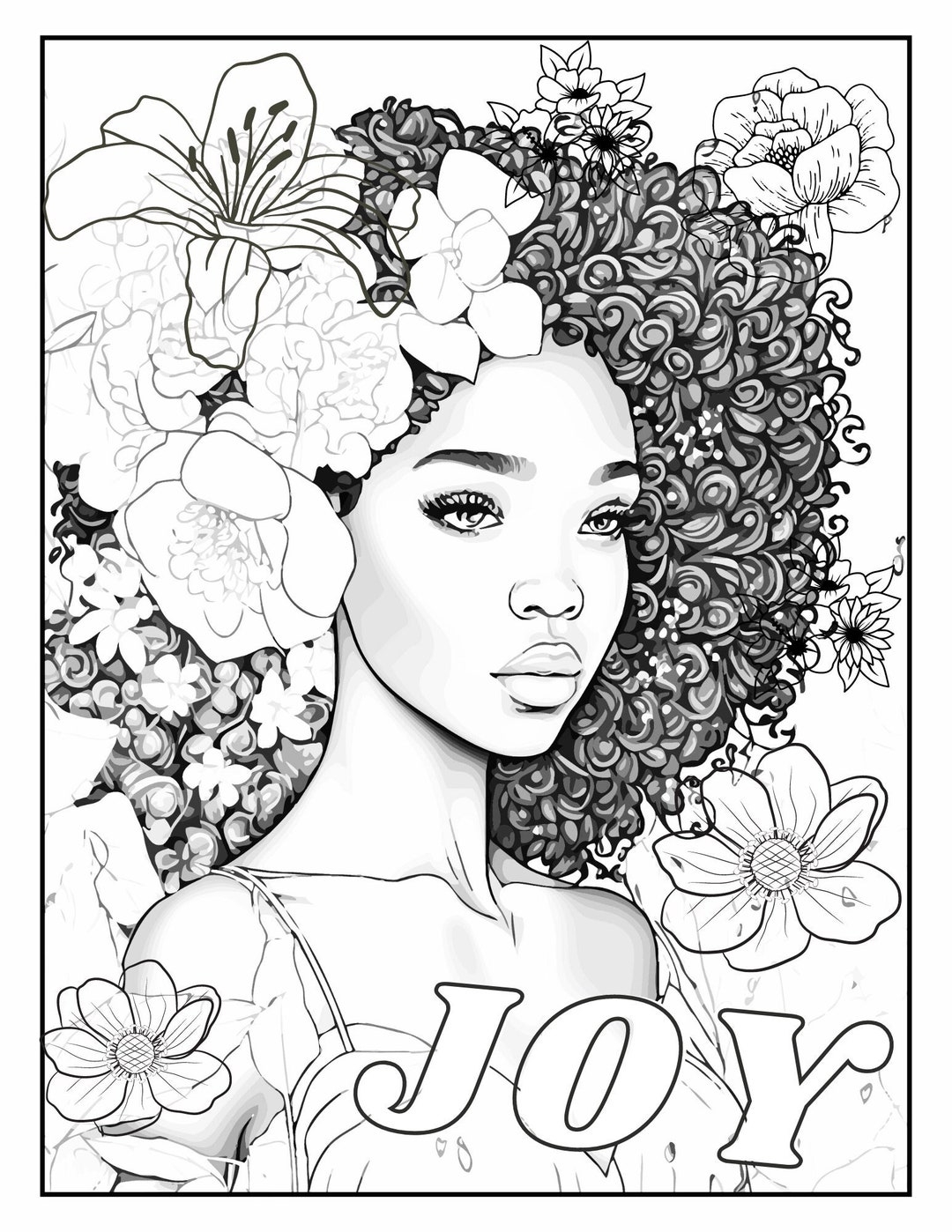 Black Girl Coloring Page Joy Printable Adult Coloring Sheet Etsy Black Girl Coloring Page Joy Printable Adult Coloring Sheet Etsy