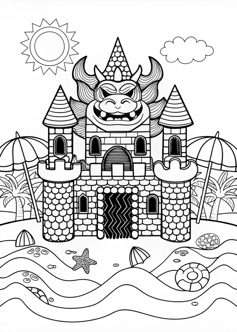 Bowser At The Beach Coloring Page Free Printable