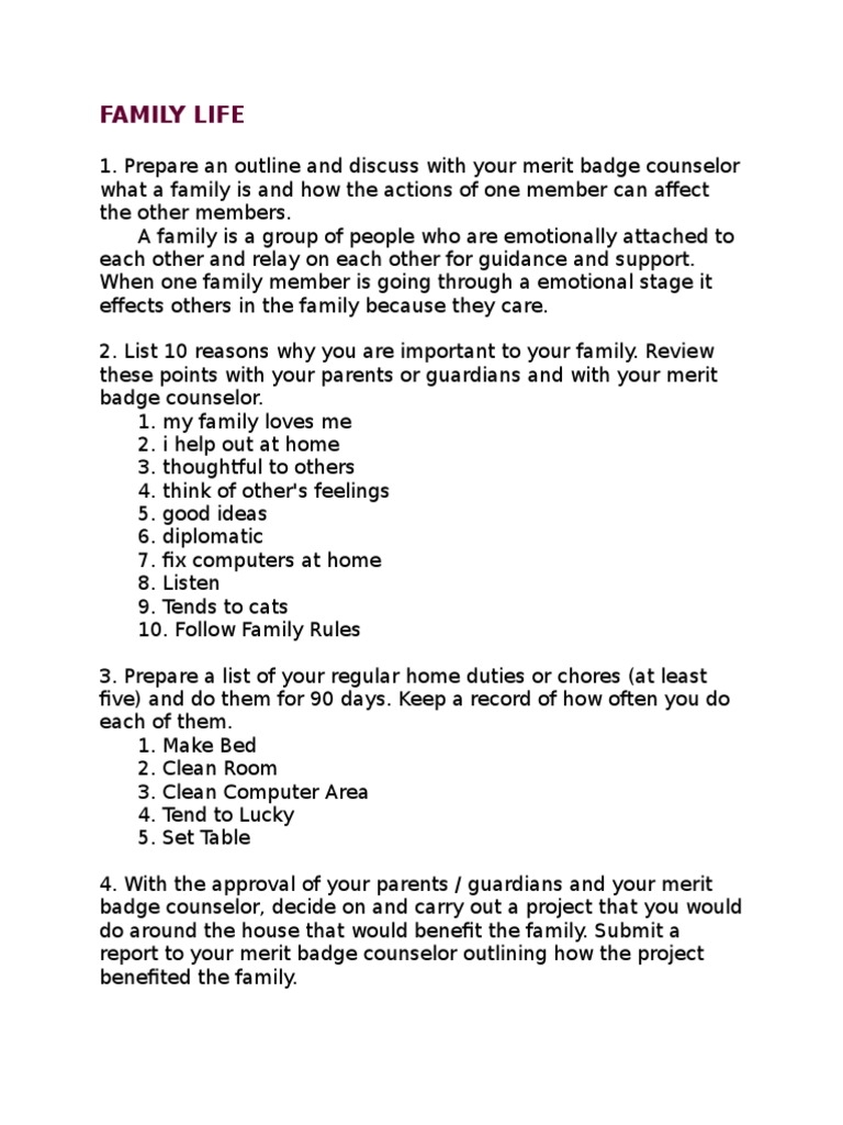 worksheet for family life merit badge worksheet for family life merit badge