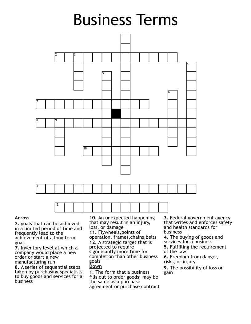 Business Terms Crossword WordMint