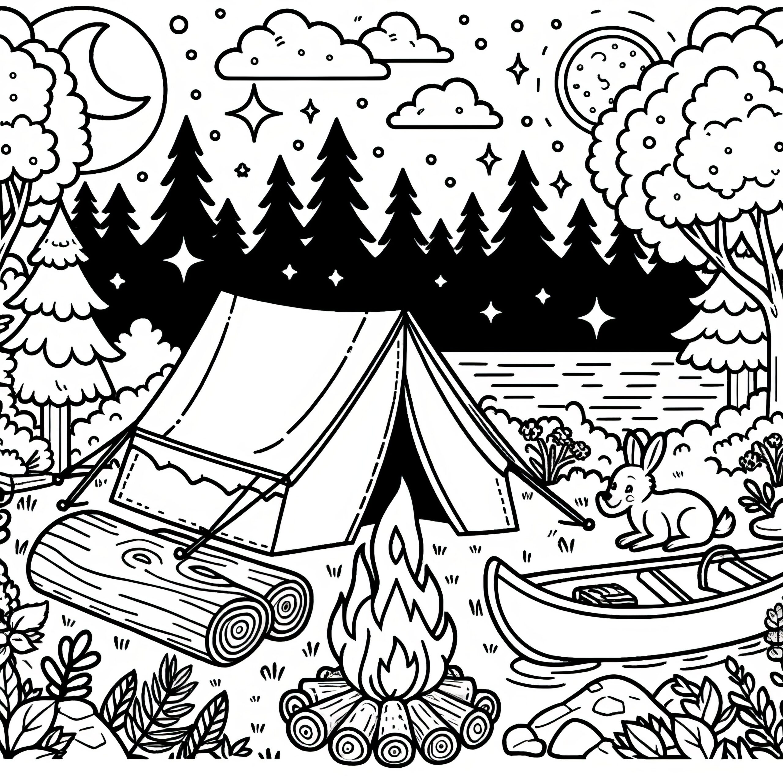 camping color pages