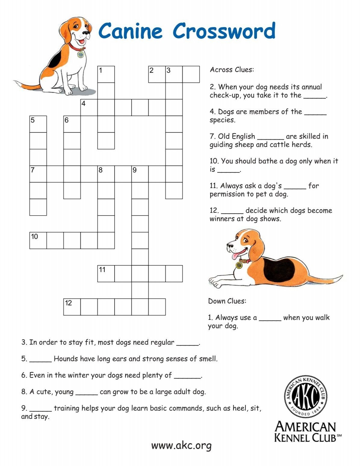 Canine Crossword