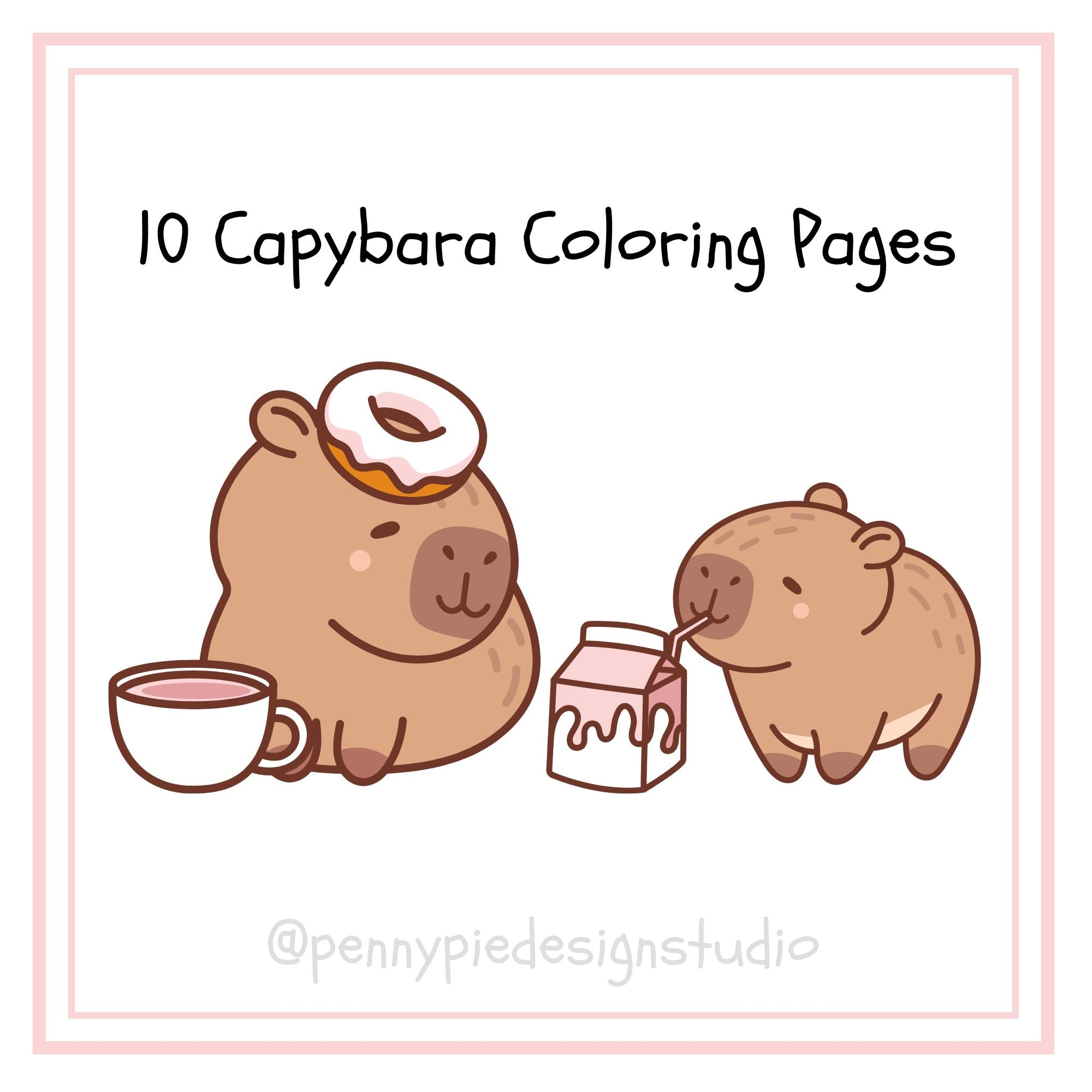 Capybara Coloring Pages Kids Coloring Pages Capy Coloring Pages Etsy