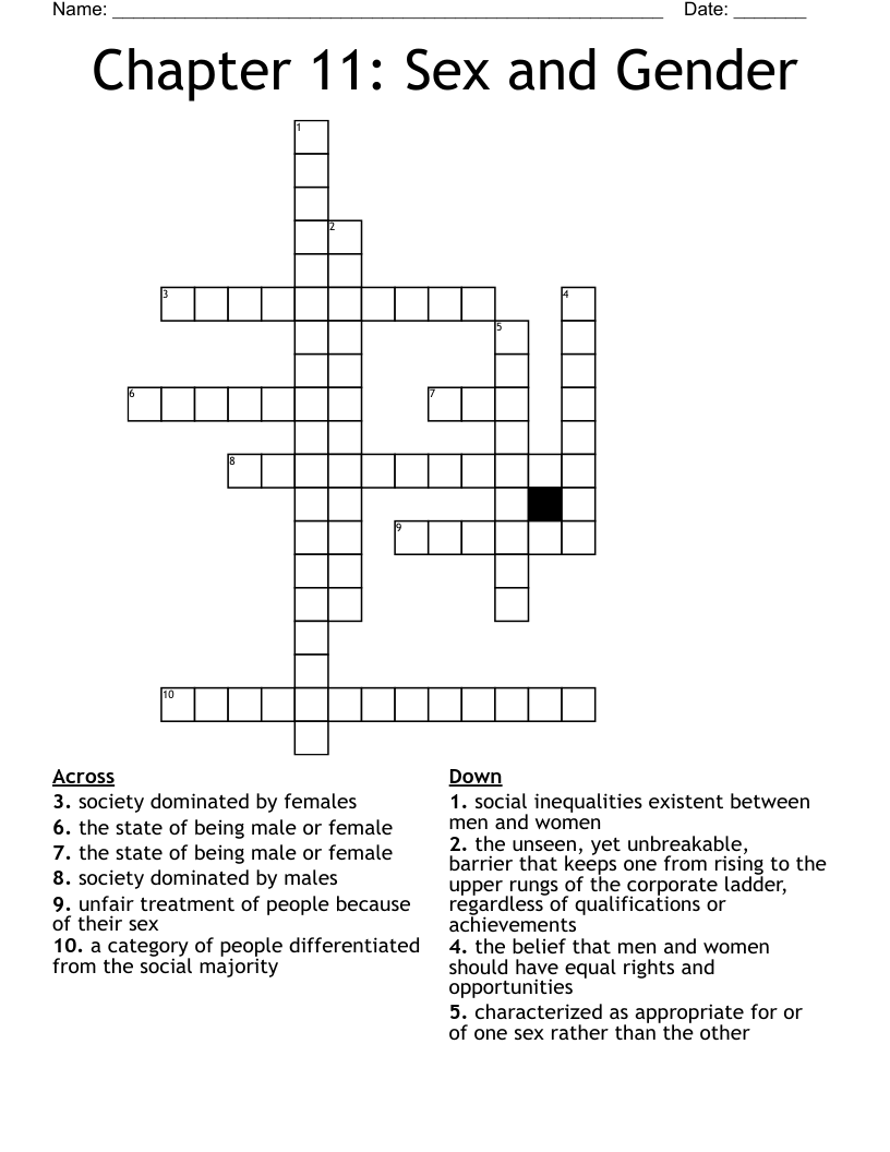 Chapter 11 Sex And Gender Crossword WordMint Chapter 11 Sex And Gender Crossword WordMint
