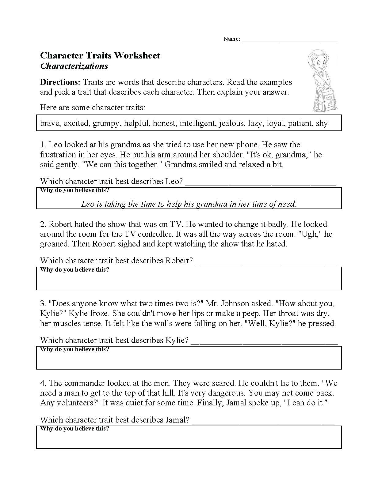character traits worksheet character traits worksheet