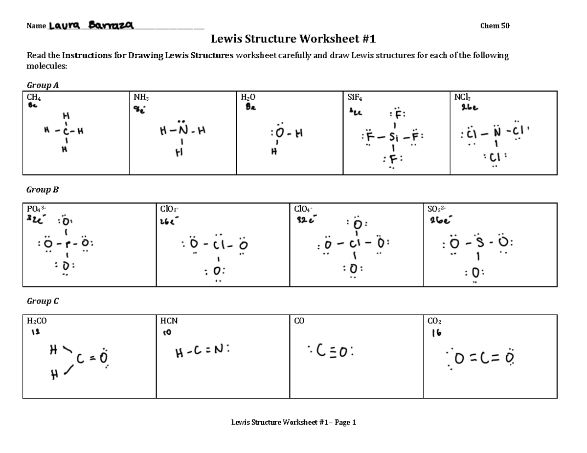 lewis dot structure worksheet
