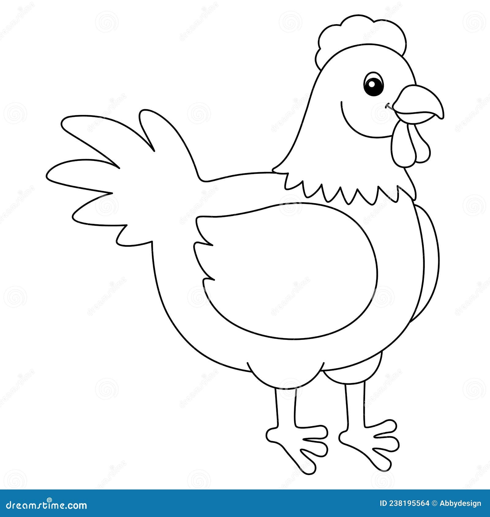 Chicken Coloring Page Isolated For Kids Stock Vector Illustration Of Rooster Outline 238195564