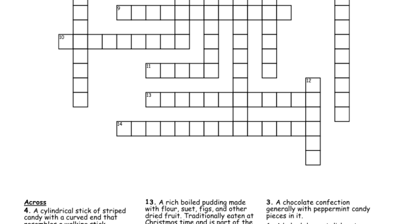 Christmas Sweets Crossword WordMint