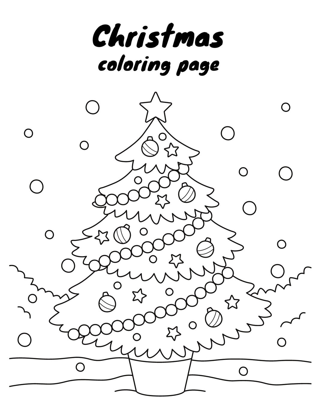 Christmas Tree Coloring Page Digital Download Etsy