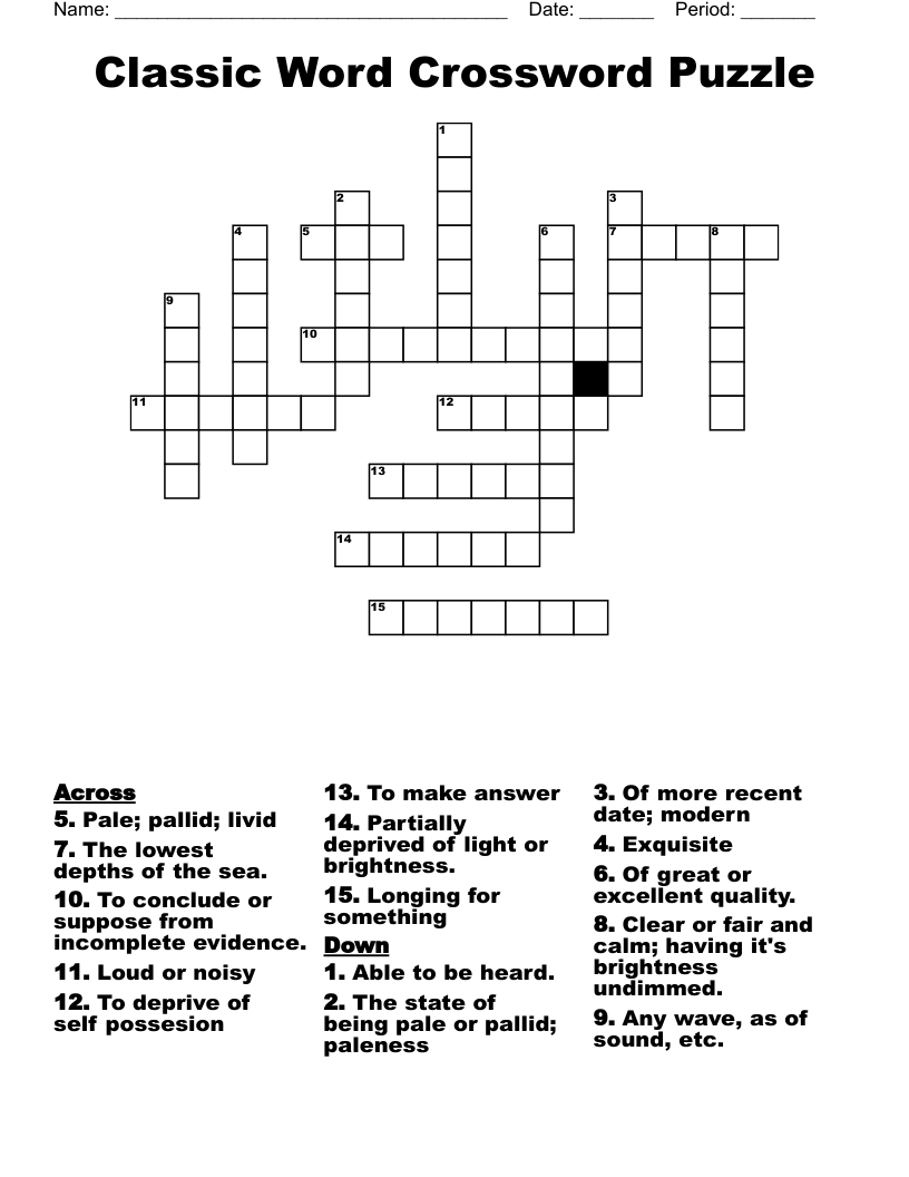 Classic Word Crossword Puzzle WordMint