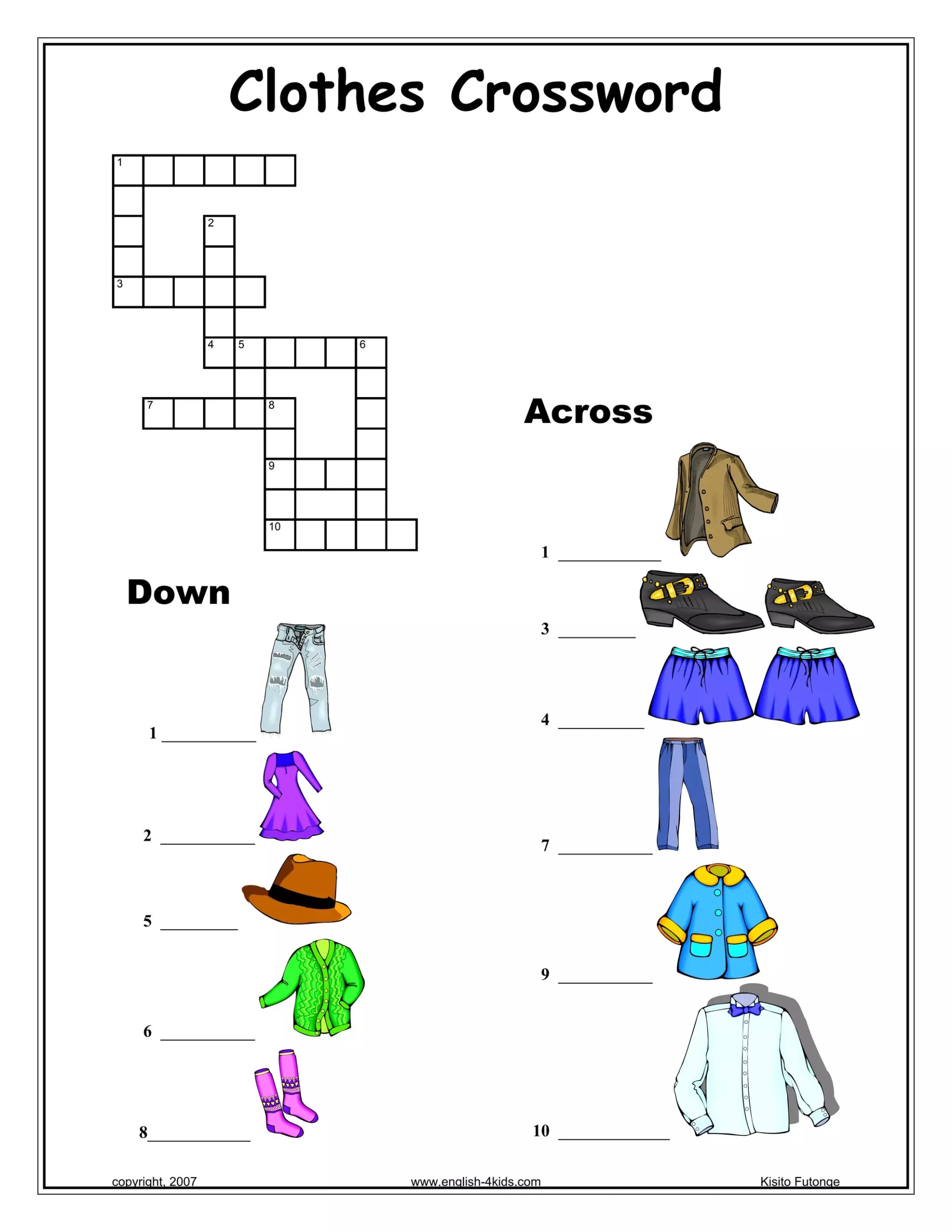 Clothes 20 Crossword PDF