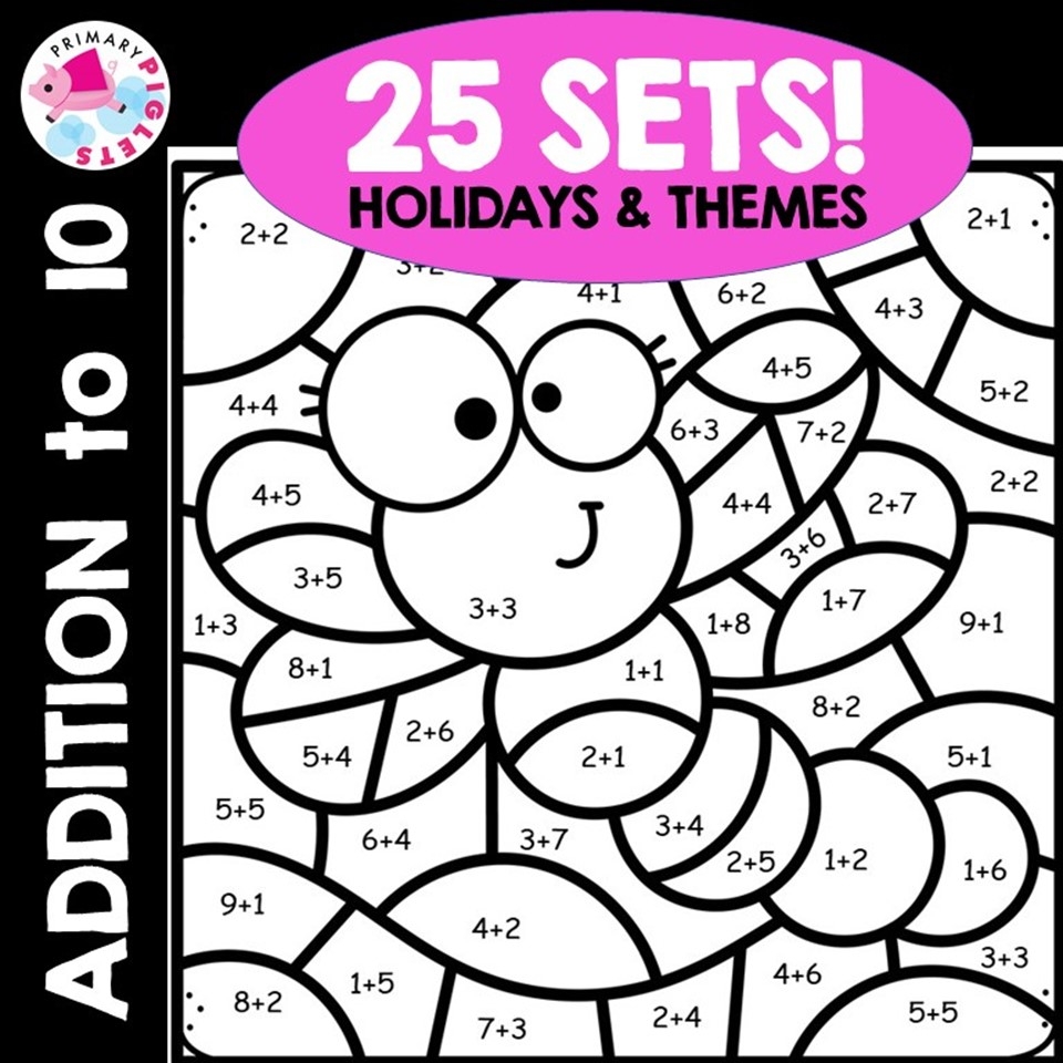 addition coloring worksheets