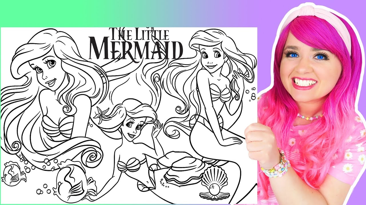 Coloring Ariel The Little Mermaid Disney GIANT Coloring Pages Crayola Crayons YouTube Coloring Ariel The Little Mermaid Disney GIANT Coloring Pages Crayola Crayons YouTube