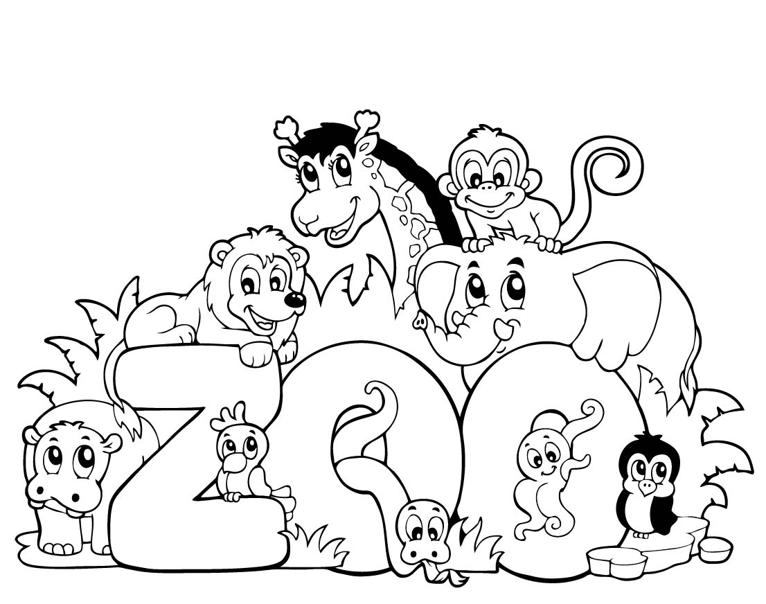 Coloring Book Zoo Sign With Animals Online Coloring Page HiColoring