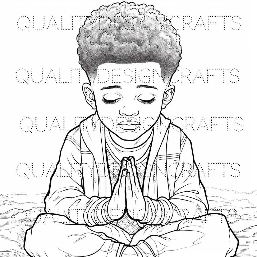 Coloring Page Black Boy Magic King Melanin Black Children PNG Afro Fashion African American Clipart PNG Planner Tshirt Tumbler Sublimation Etsy