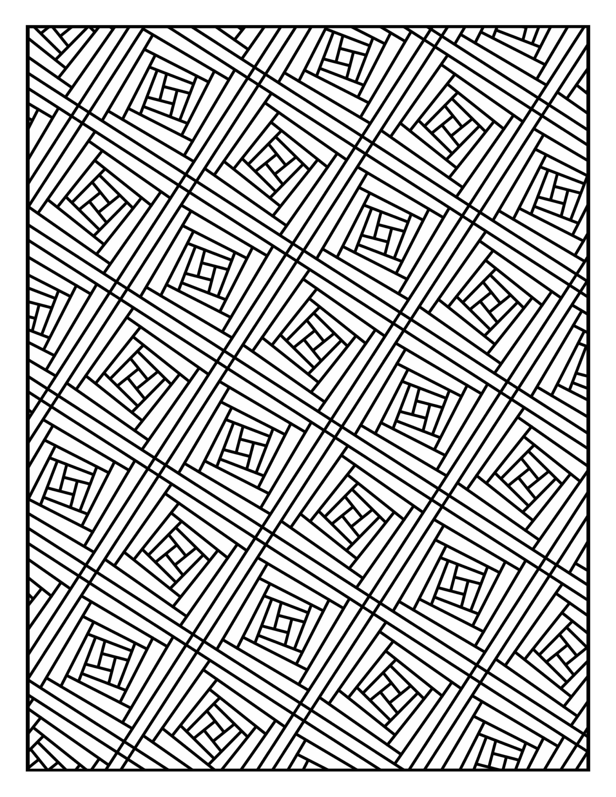 Coloring Page Geometric Repeating Pattern 2691 Printable Etsy