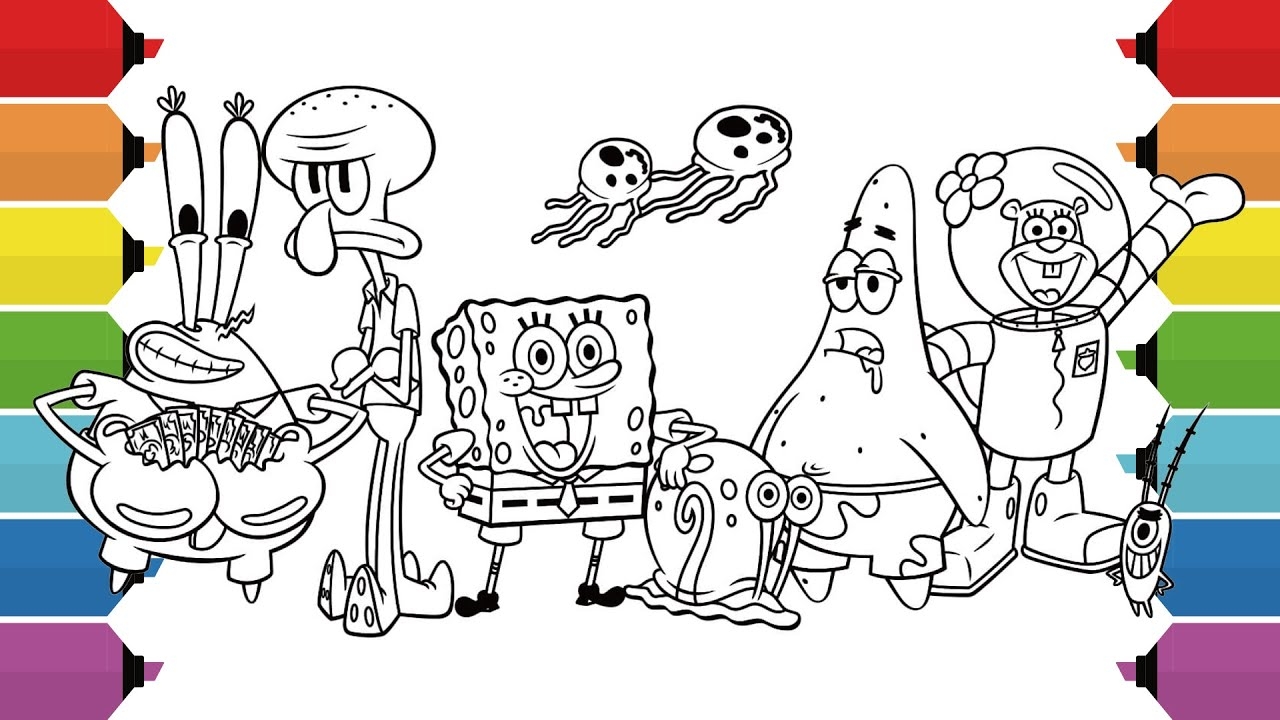 Coloring The Characters Of SpongeBob SquarePants For Kids SpongeBob Patrick Squidward Mr Krabs YouTube Coloring The Characters Of SpongeBob SquarePants For Kids SpongeBob Patrick Squidward Mr Krabs YouTube